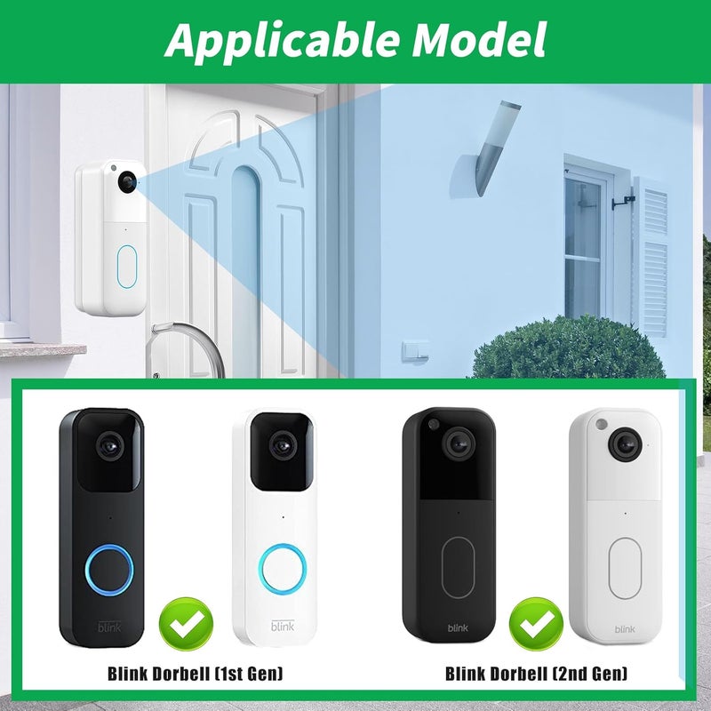 Gresus Blink Doorbell Mount, Adjustable (15 to 45 Degrees) Corner Mount, No-Drill Mounting Bracket for Blink Doorbell Camera(1st & 2nd Gen), Wide Viewing Angle Mount, White - Image 2